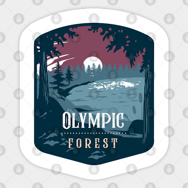 Olympic Forest Camping Hiking and Backpacking through National Parks, Lakes, Campfires and Outdoors Sticker by AbsurdStore